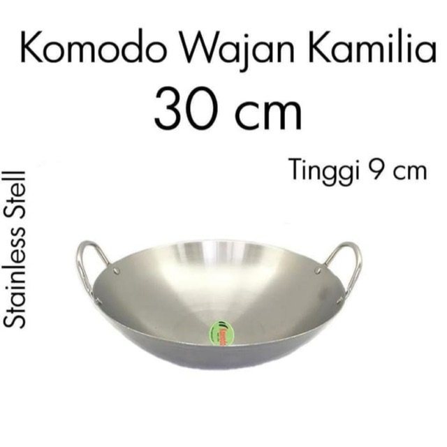 Komodo Kuali Wajan Uk. 30, 32, 36, 40 cm/ Penggorengan Stainless Steel