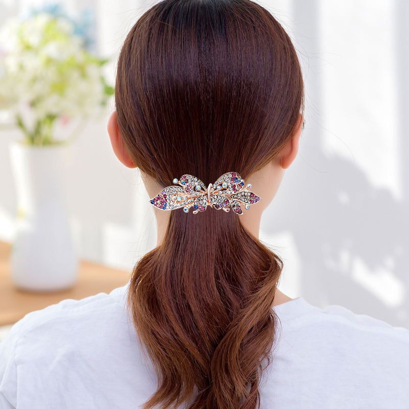 Jepit Rambut Korea Otomatis 9.5cm Jedai Jepitan Besi Alloy Jepit Ponytail PREMIUM Kristal Mutiara Bunga Wanita Dewasa