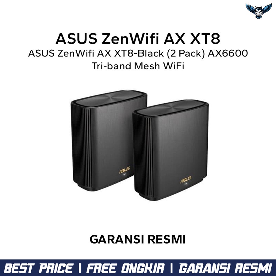 ASUS ZenWifi AX XT8-Black (2 Pack) AX6600 Tri-band Mesh WiFi