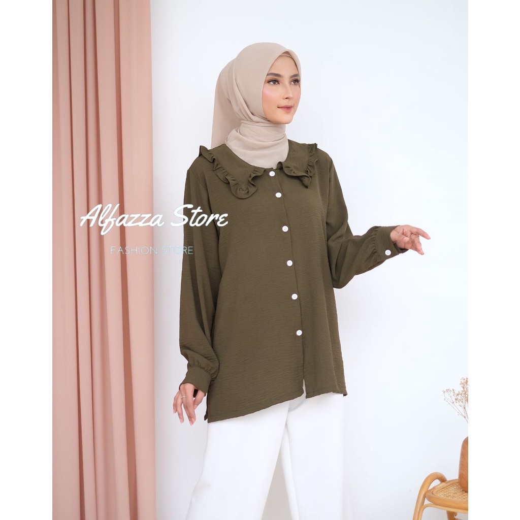 ALFAZZA STORE - VARZHA SHIRT CRINKLE - BLOUSE - PAKAIAN WANITA TERBARU - JUMBO - PREMIUM - BAHAN CRINCLE - TERMURAH