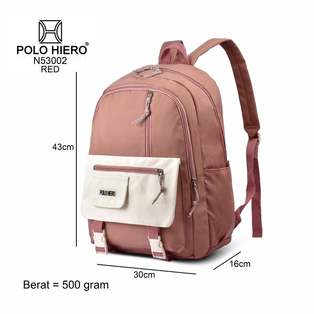 (RF) Tas Ransel Polo Hiero N53002 Ransel Sekolah Wanita Backpack Casual Tas Punggung Fashion