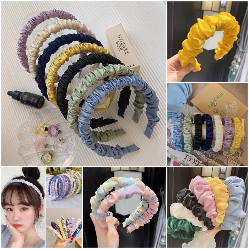 bando-08 korea scrunchie Bando kerut Headband ruffle Cantik Murah