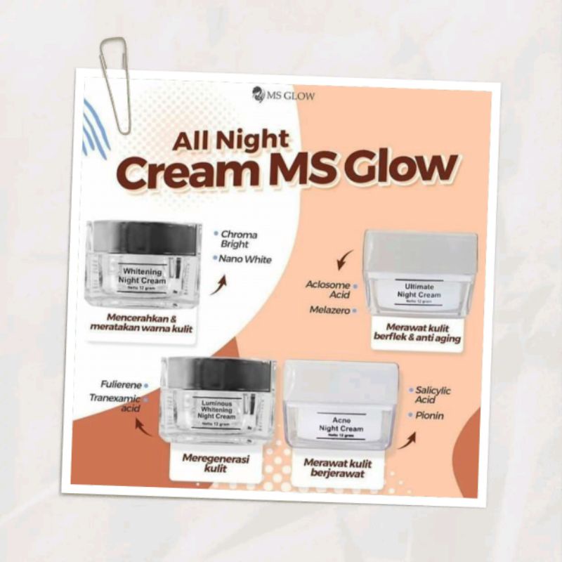 Night cream ms glow - cream malam ms glow - krim malam ms glow - cream malam - krim malam - ms glow