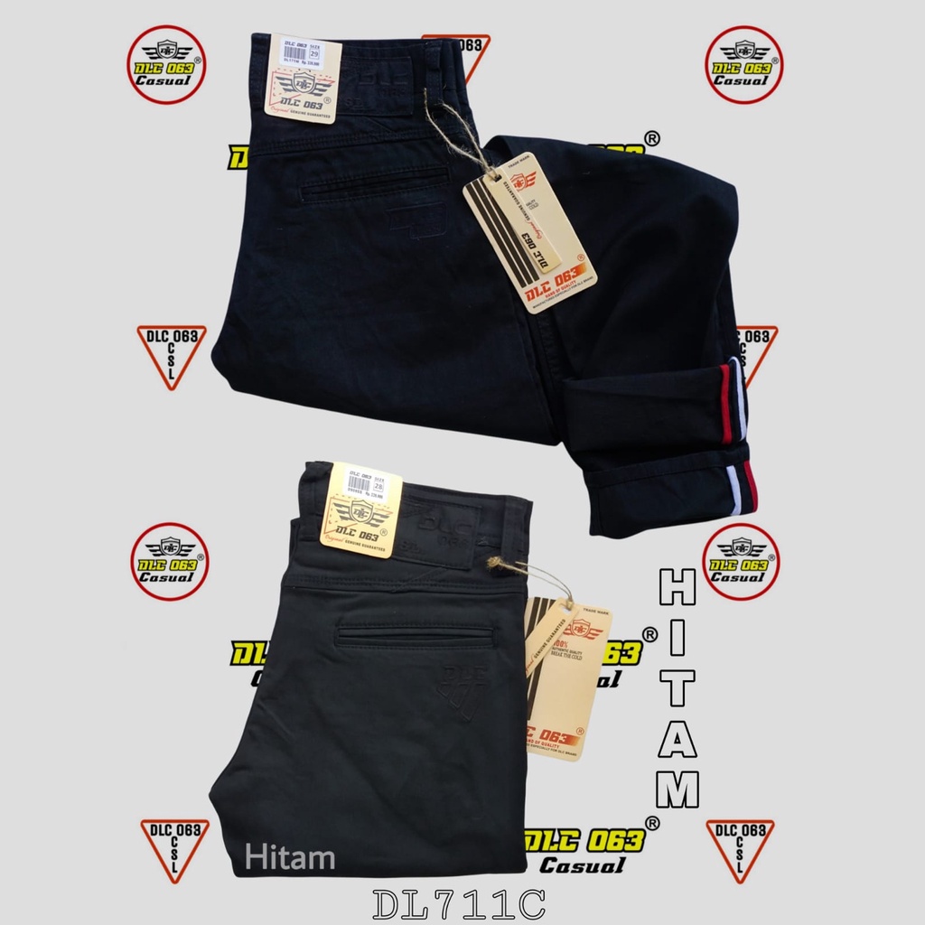 DLC063  Stretch - Celana Chinos Kanvas Panjang Original Melar Hitam Abu Cream Cardinal selvedge kanvas bajatex stretch slimfit