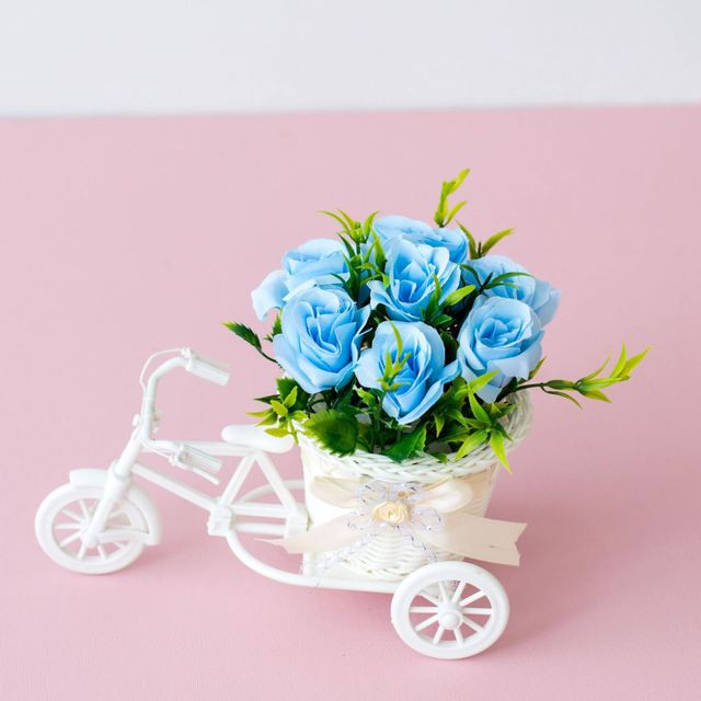 Sepeda Bunga dekorasi Bunga plastik-PS-SC Biru