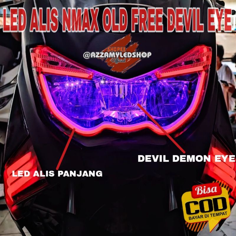 Paket lampu motor DRL alis lampu alis nmax OLD  Yamaha nmax freedemon eye devil eye kualitas grade A super terang