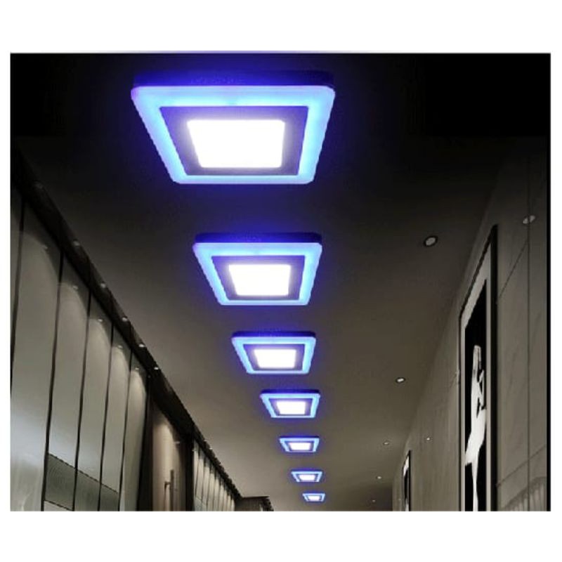 Lampu Led Panel Light 2Warna Putih+Biru/Putih+Kuning/Putih+Pink 18+6w Kotak
