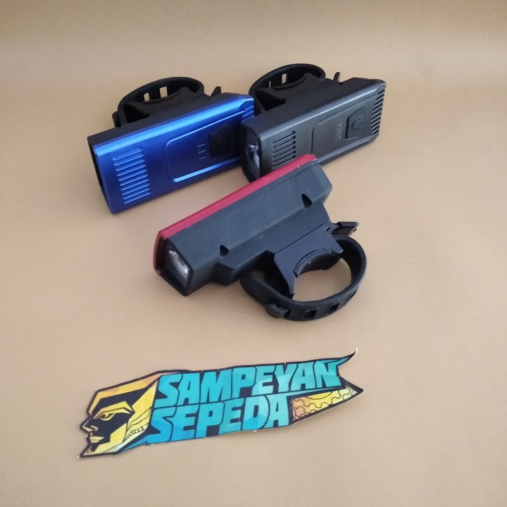 Lampu Depan Sepeda USB YC1803 Mika Rechargeable Warna Biru Merah Hitam