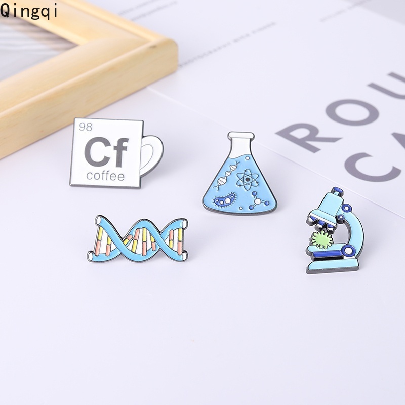 Bros Pin Enamel Desain Kartun Beaker Mikroskop Gene Untuk Anak