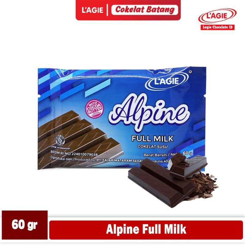 L'agie Alpine full milk / bitter sweet 60 gram coklat