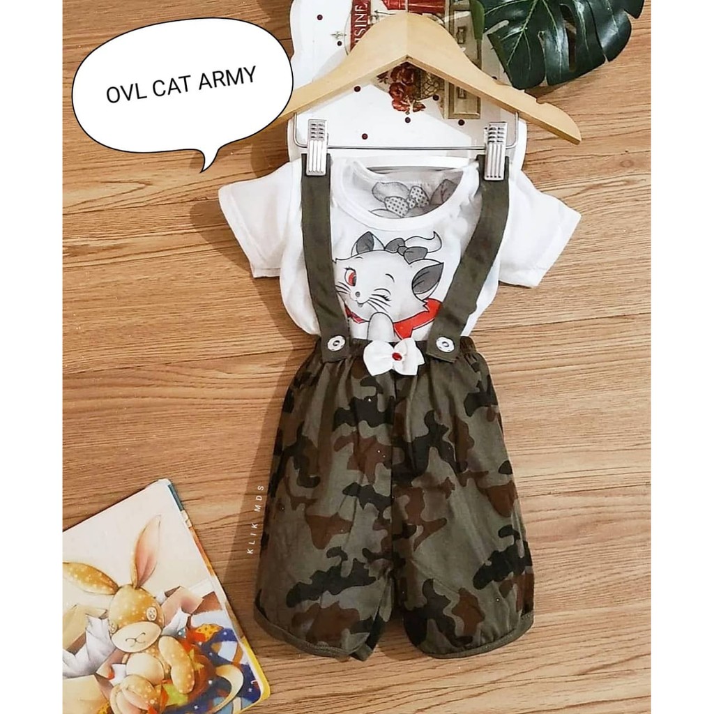 Klik Mds Overall Bayi Perempuan Usia 0-9 Bulan Motif Overall Army / Baju Kodok Bayi Perempuan