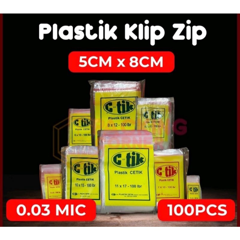 Plastik Ziplock Klip 5x8cm 1Pack Isi100PCS