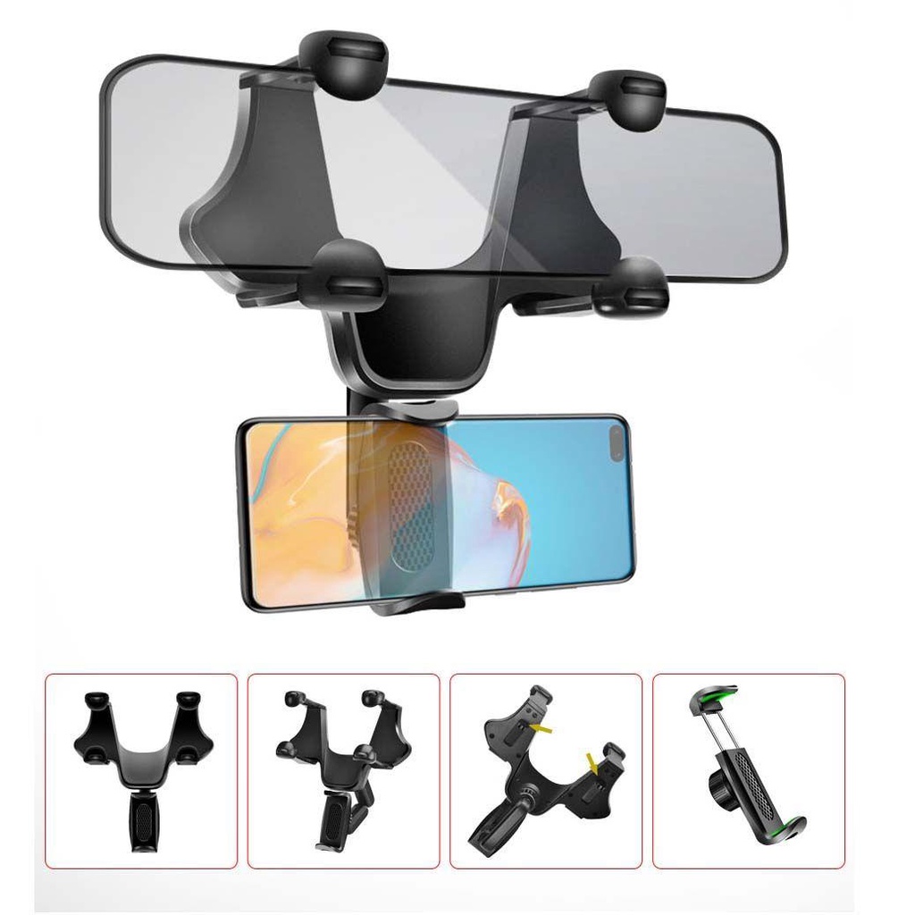 Lanfy Car Phone Holder ABS 360derajat Rotating Mount Bracket DVR/GPS Hp Aksesoris Interior Mobil Smartphone Cradle Stand