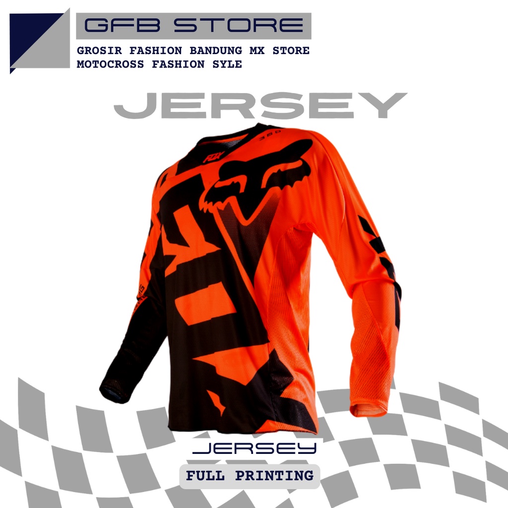 Jerset Jersey Set Celana Trail Motocross Type Orange Black Full Printing Sublimation