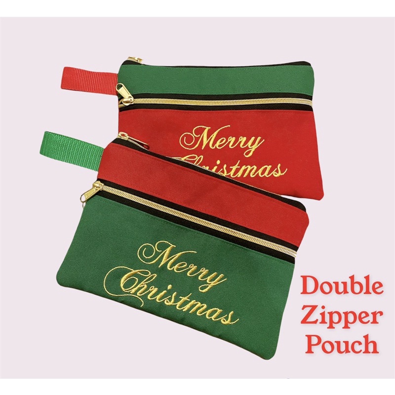 Fawn’G Handmade - Double Zipper Pouch Edisi Christmas / Pouch Natal