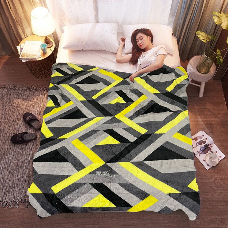 Selimut Bulu Halus Dewasa 150x200 Termurah Terlaris Motif Aesthetic New Arrival-Zigzag Yellow