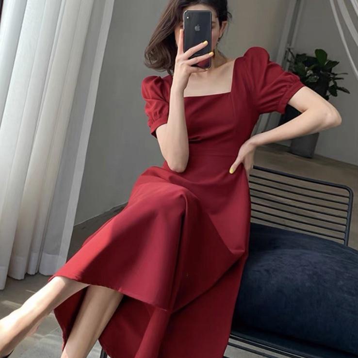 Koleksi Terbaru.. EJ - U Neck Dress // Korean Party Dress Square Neck