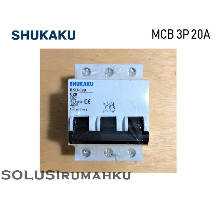 MCB 3 PHASE SHUKAKU 20A / SIKRING 3 PAS 20 AMPERE / MCB 3P 20 A SRNew1596
