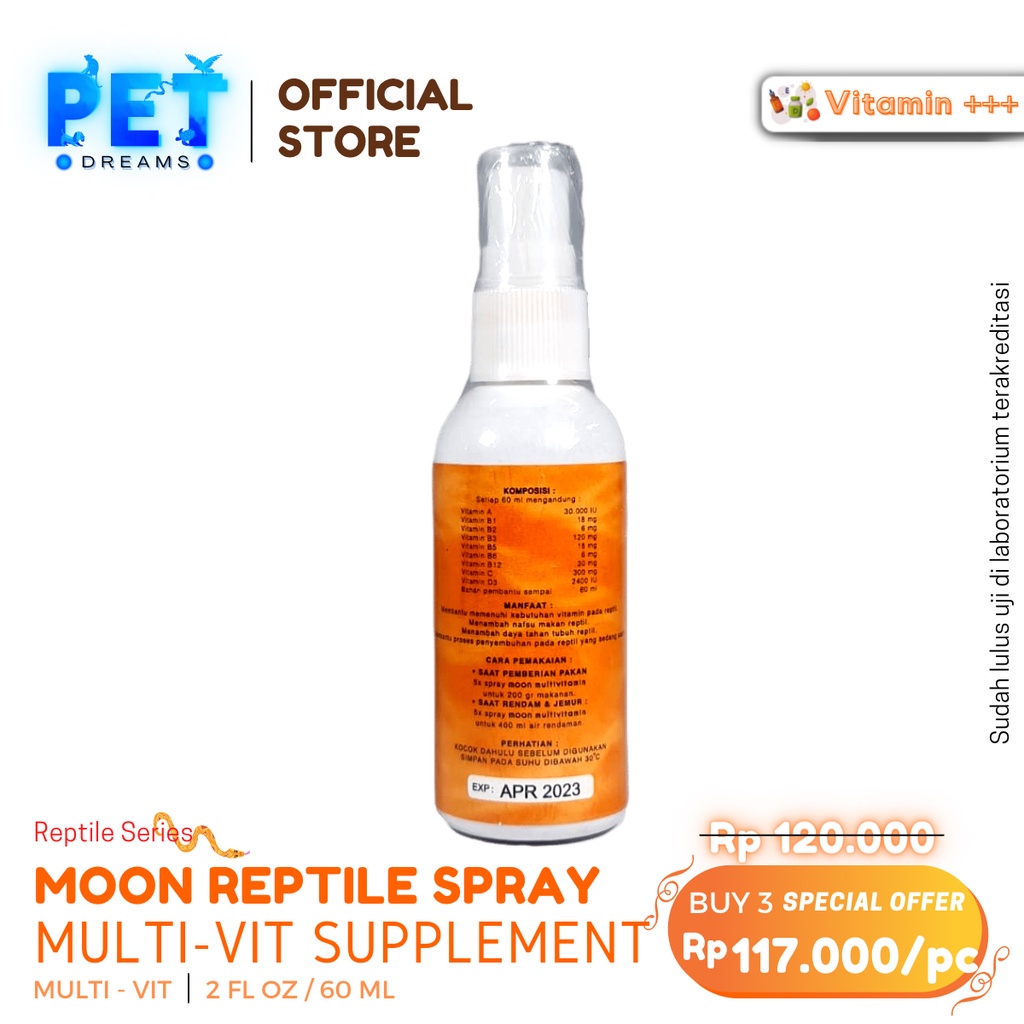 PROMO MOON MULTIVITAMIN SUPLEMEN REPTIL VITAMIN PENAMBAH NAFSU MAKAN REPTILE TORTO KURA SULCATA