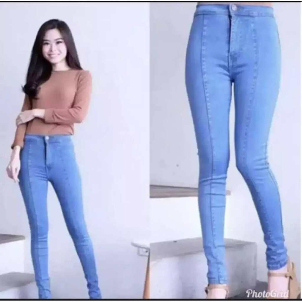 Celana jeans panjang wanita tulang/poincloting