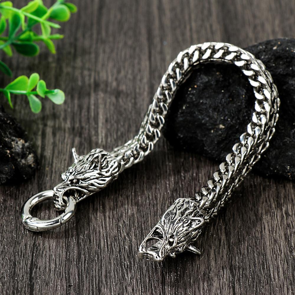 Solighter Fenrir Kepala Gelang Fashion Rantai Cincin Gesper Gelang Stainless Steel