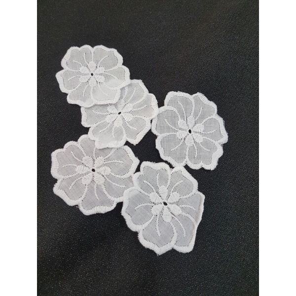 aplikasi tempel/aplikasi jahit baju/aplikasi tempel bordir/aplikasi jahit bunga bulat putih