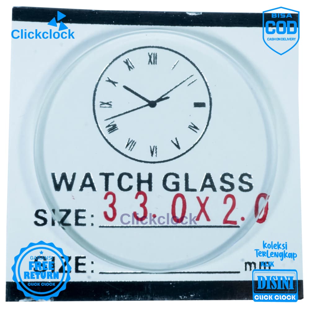 Kaca Jam Kaca Bahan Watch Glass PNC-330 Murah 3,3 cm