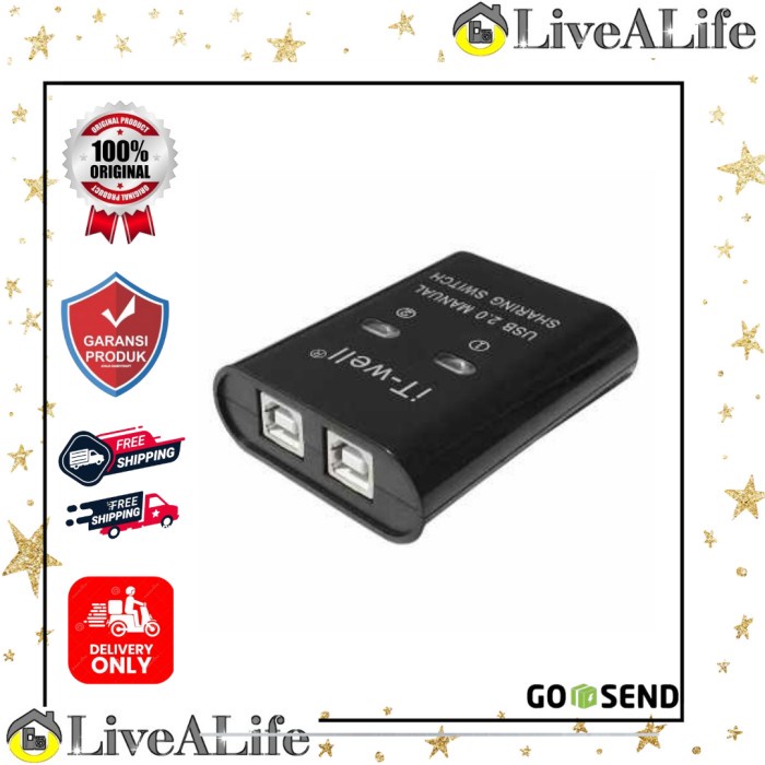 IT-Well Adaptor Splitter USB Printer 2 in 1 KVM Switching - IT5005
