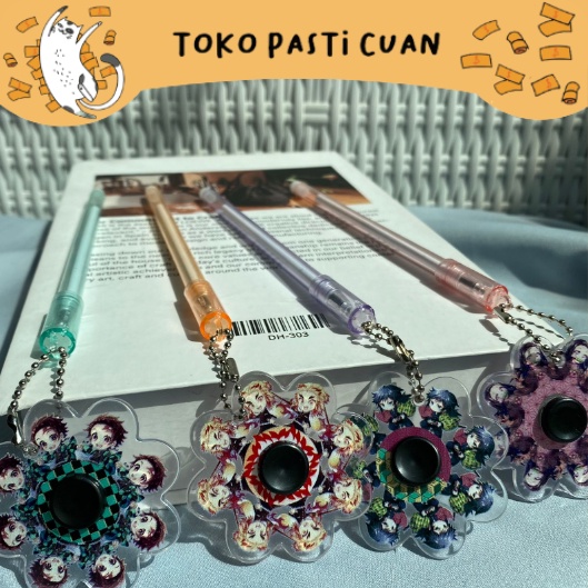 pulpen pen gel gantungan spinner demon slayer pena lucu tinta hitam bisa COD pen imut keren pulpen unik atk kebutuhan anak sekolah termurah import-4