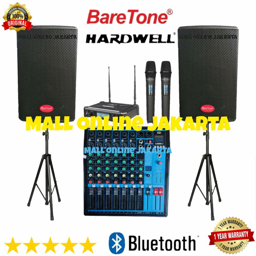 Paket Baretone 15 inch Max15RC Speaker aktif Mixer Hardwell 8 channel