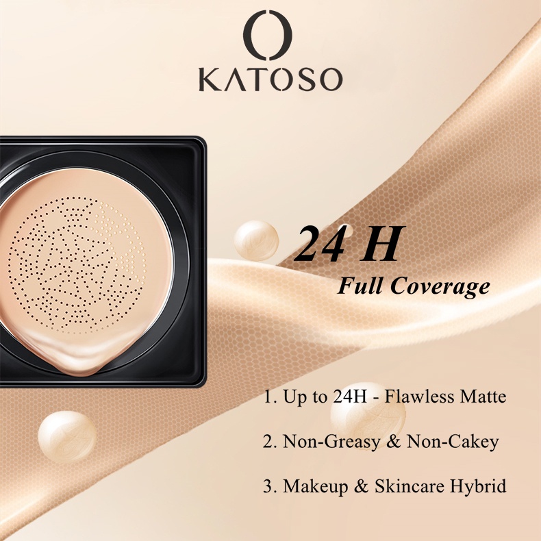 (BPOM) Katoso Camellia BB Air Cushion Mushroom Head Waterproof Bedak Foundation Long-Lasting Flawless Beauty Cream Kosmetik - 20g