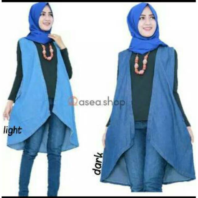 Vest jeans muslim/vest jeans murah/vest jeans wanita/luaran jeans wanita