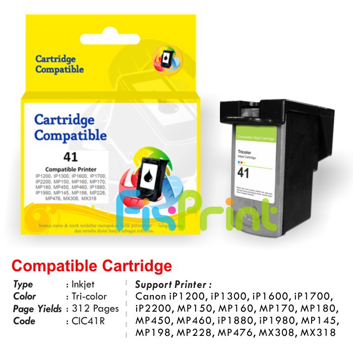 Cartridge Recycle Canon CL41 41 CL-41 Refill Tinta Printer iP1980 iP1880 MP145 MP198 MX308 MX318