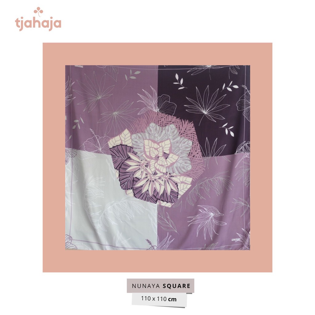 Jilbab Motif Segi Empat NUNAYA HAZEL Ungu Silver Original Murah