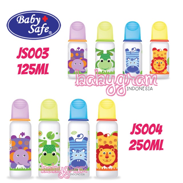 Babysafe Botol Susu Bayi 125ml &amp; 250ml - Baby Safe Feeding bottle - JS001 JS002 JS003 JS004 JS005