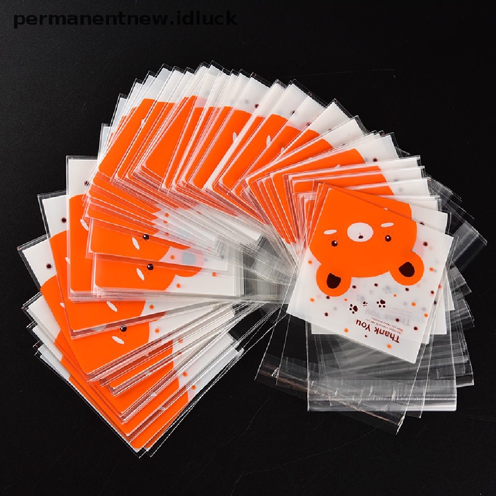 100 Pcs pic Desain Beruang Kantong Plastik Cellophane Dengan Perekat Untuk Hadiah Pernikahan / Ulang Tahun