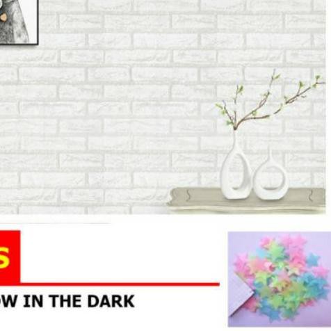 ❆ Wallpaper Dinding Stiker Motif Bata List Putih Size 45cm x 10m ➥