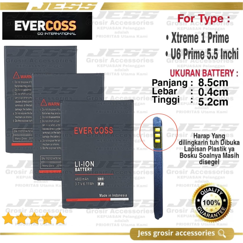 Baterai Battery Original Evercoss U6 Prime 4G LTE - Batre Evercross Xtreme 1 prime 5.5 Inchi