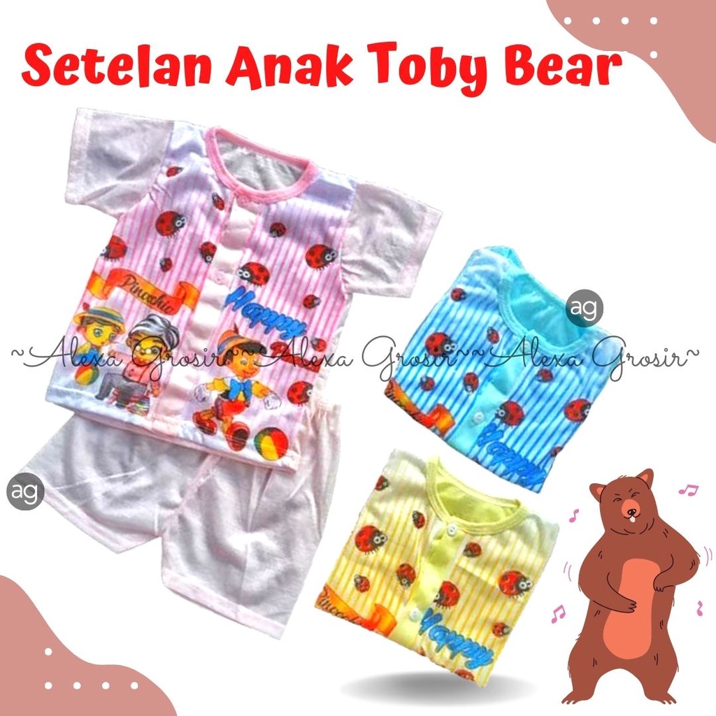 SETELAN ANAK COWOK MOTIF KARTUN LUCU 2-8 BLN