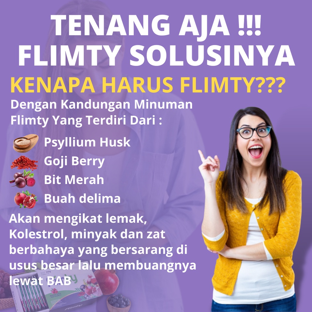 Flimty Fiber Obat Pelangsing Original Diet Detox 1 Sachet Halal BPOM