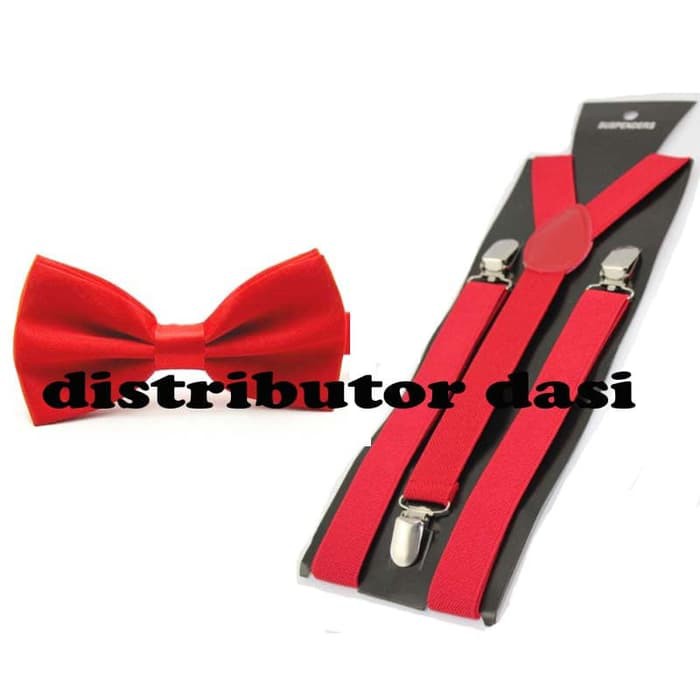 suspender bretel capit 3 set dasi kupu kupu merah distributor dasi