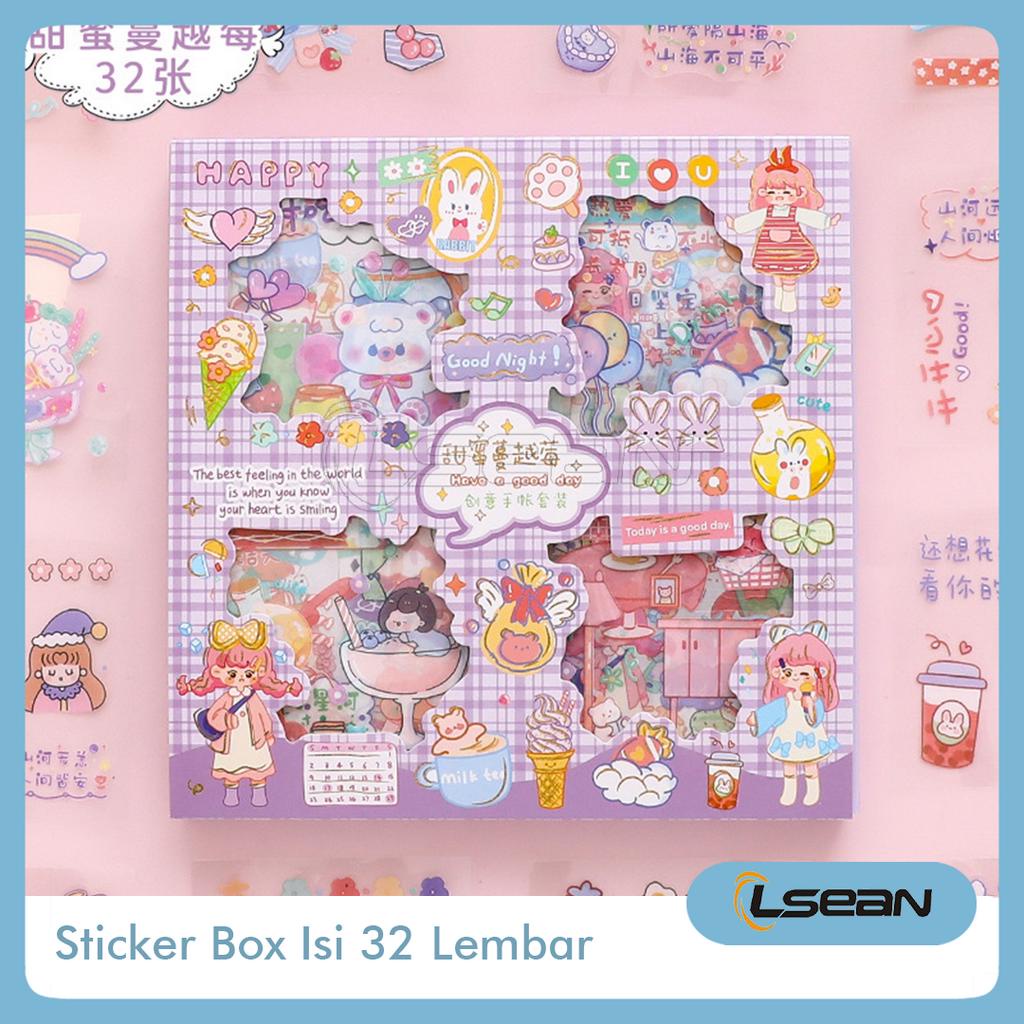 

Sticker Journal Dekorasi Botol Case Stiker Box Korea Isi 32 lembar