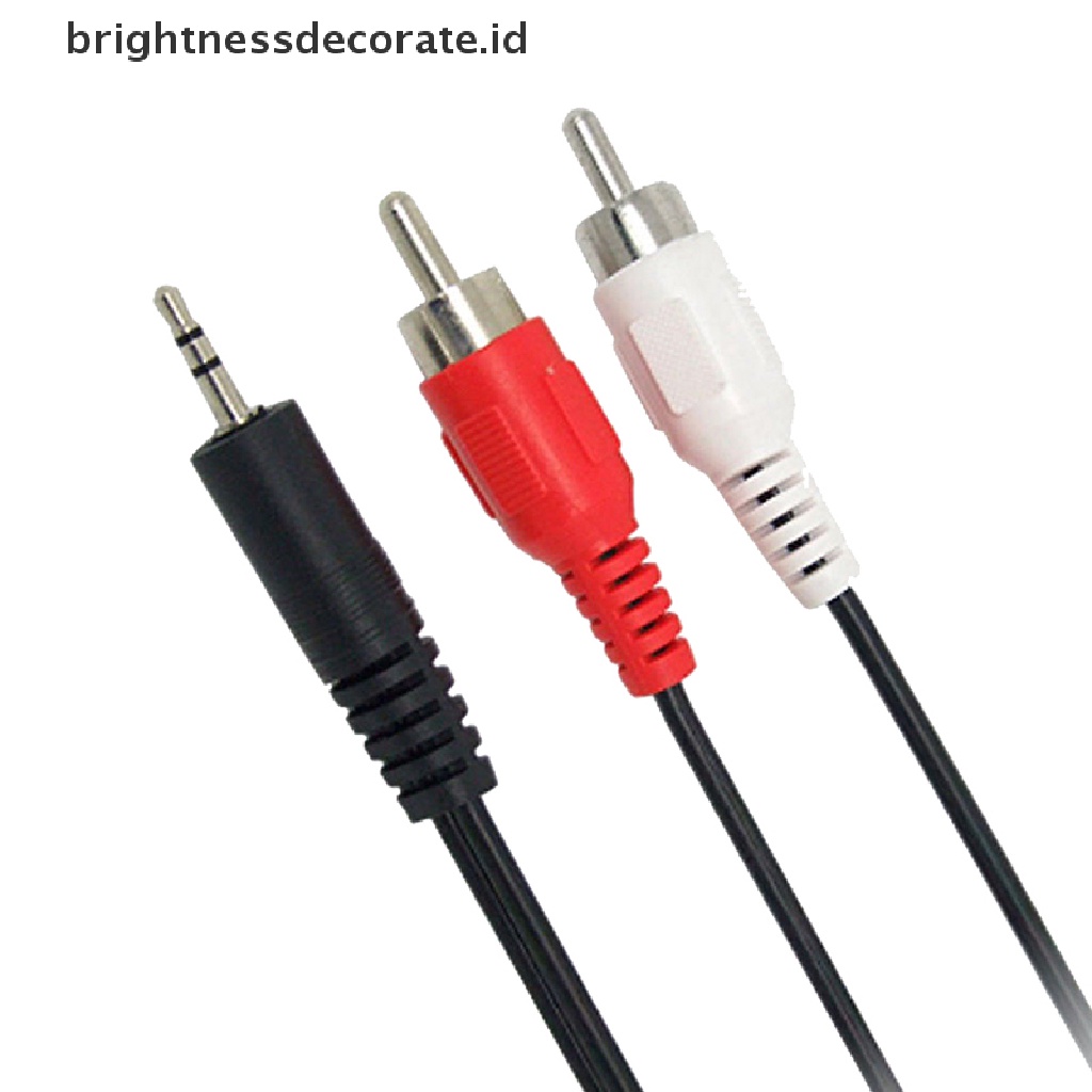 (Birth) Kabel Splitter Jack Audio 3.5mm Ke 2 Rca Male Panjang 1.2m / 3.9ft Untuk Handphone / Speaker