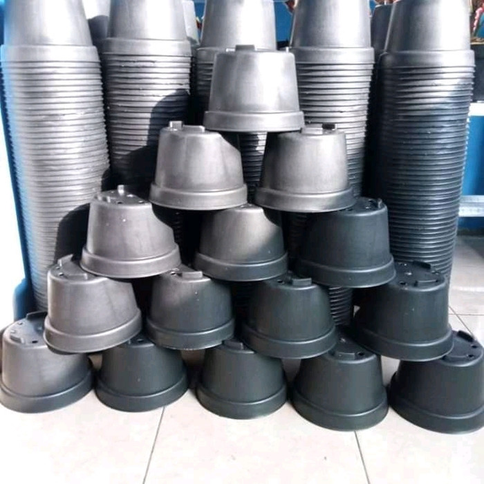 Pot Hitam polos 1 lusin Ukuran 20 cm - Pot bunga