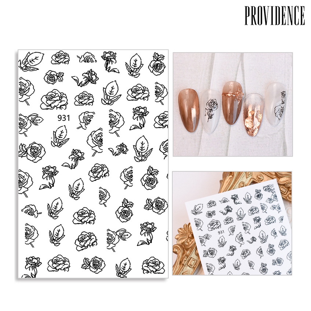 Providence 6Pcs Nail Art Stickers Hollow Design Time-saving Manicure Decorations Rose Print Nail Art Stickers for Home