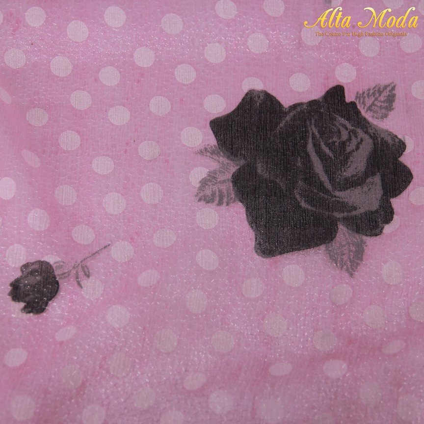 

Alta Moda Silk Chiffon Pink Bubble White Motif Mawar Hitam (1M)