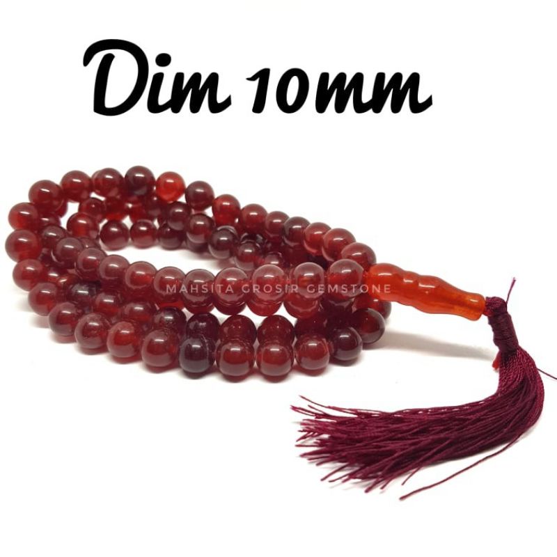 TASBIH BATU NATURAL GIOK MERAH 10MM