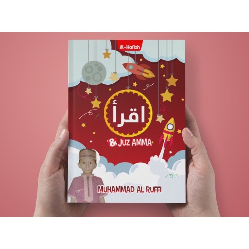 Buku Iqra Iqro Hard cover Anak Balita Terjemah Lengkap Gratis  Custom Nama Dan Foto-Roket Merah