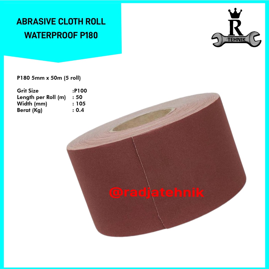 Kertas Amplas Roll | Langsol | Abrasive Cloth Roll, Waterproof P180/5R