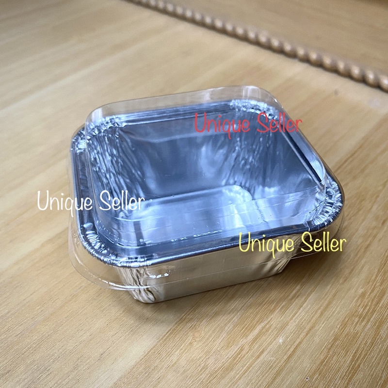 Aluminium Foil Cup BX 0350 + Tutup Mika / Aluminium Foil Kotak 7x6 cm / Aluminium Foil Tray 9x8 6x5 cm / Alufoil Tray BX 0350 Tanpa Tutup